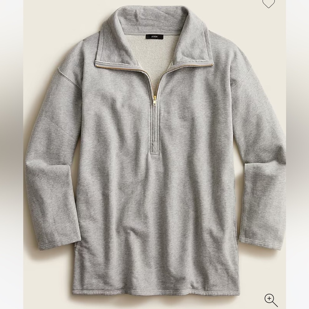 J. Crew University Terry Long Half-Zip Tunic